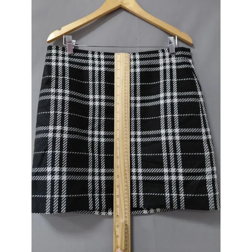 J.Crew Black White Plaid Skirt Women Size 10